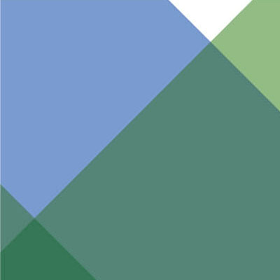 Abstract geometric shapes in shades of blue and green.
