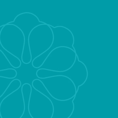 Abstract teal pattern resembling petals or leaves.